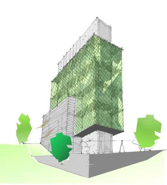 **vegetal balconies**

the balconies are surrounded by a lattice instead of a barrier with the objective to realize a vegetal moucharabieh made of ivy plants as a solar protection system by day and a huge green lantern by night.